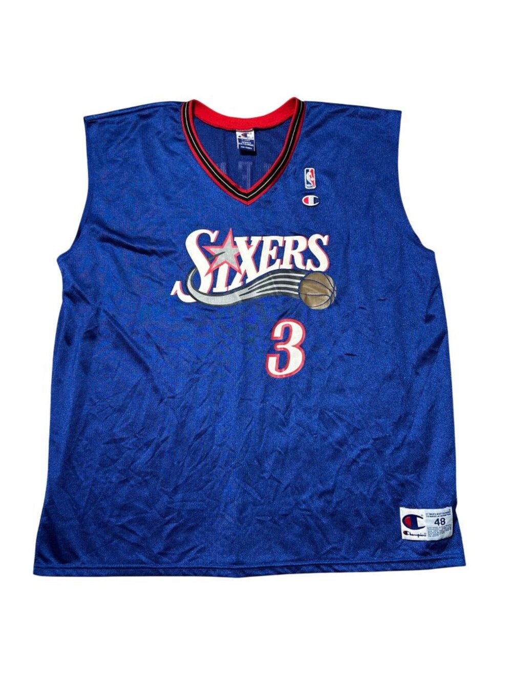 VTG Philadelphia 76ers Allen Iverson #3 Jersey Champion XL Blue NBA Authentic
